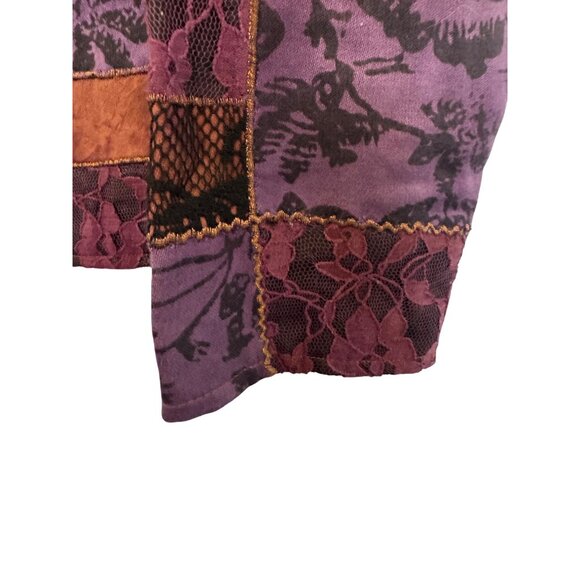 Coldwater Creek Patchwork Floral Lace Jacket Womens Small Purple & Copper Cotton - Picture 6 of 7